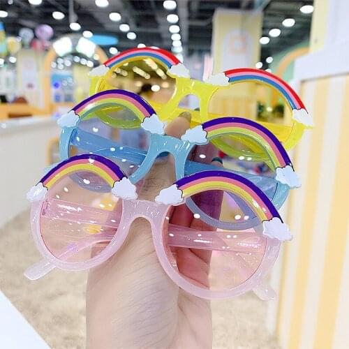 7 Colors Infant Kids Sunglasses Rainbow Pattern Anti-UV Sunglasses Photography Props for Boys and Girls 0-8 Years 2021