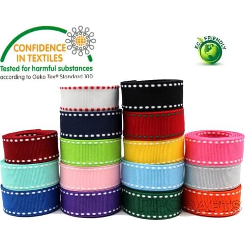 Free Shipping 3/8" 9mm 5/8"16mm 7/8"22MM 1" 25mm 1-1/2" 38mm Stitch Grosgrain Ribbon Double Faced Handmade DIY Accessories