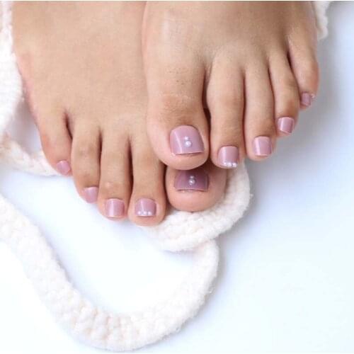 Hot Handmade Full Diamond Round Toe Candy Color False Nail Crystal Diamond 24pcs brown #N05