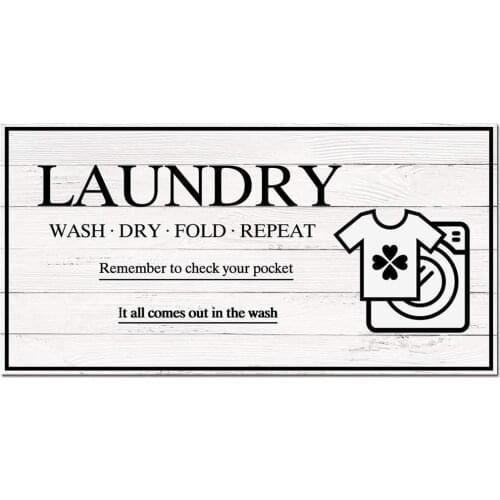 Imitation White Wood Board Design Laundry Tin Metal Signs Wall Art Temember To Check Your Pocket | Thick Tin Print Poster