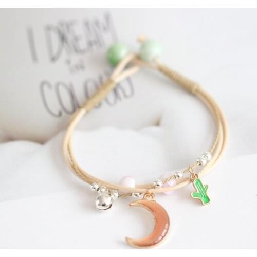 Ins Alloy Dripping Oil hand-woven Bracelet Girlfriends Students At The Same Table Couple Hand Rope 0C1#2579