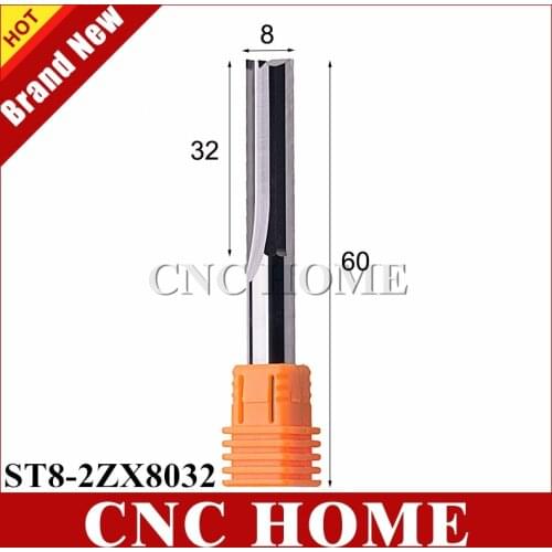 1pc 8mm x 32mm Two Flutes Milling Cutter Straight Slot End Mill Carbide CNC Router Bits for Wood Foam MDF Cutting