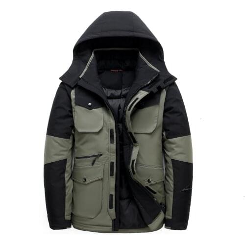 2020 Winter New Mens Long White Duck Down Jacket Fashion Hooded Thick Warm Coat Male Big Red Blue Black Brand Clothes 5XL