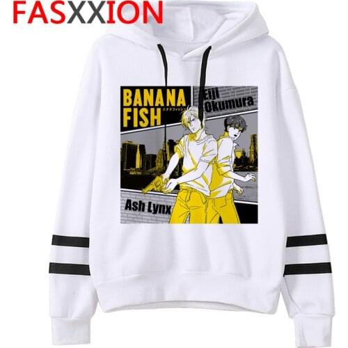 Graphic Banana Fish Funny Cartoon Winter Warm Hoodies Men Cool Japanese Anime Harajuku Grunge Sweatshirt Casual 90s Hoody Male