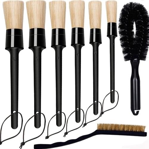 Novel-6 Pack Car Detailing Brush Set Detail Brush for Cleaning Car Automotive Vehicles Wheels Engine Console Dashboard