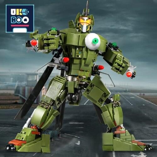 UKBOO 595PCS 2IN1 Military Robot Building Blocks Set Weapon Helicopter Mecha Army Figures Bricks Construction Toys for Children