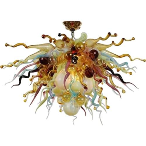 New Arrival Colorful House Flower Shape Hand Blown Art Glass Chandelier