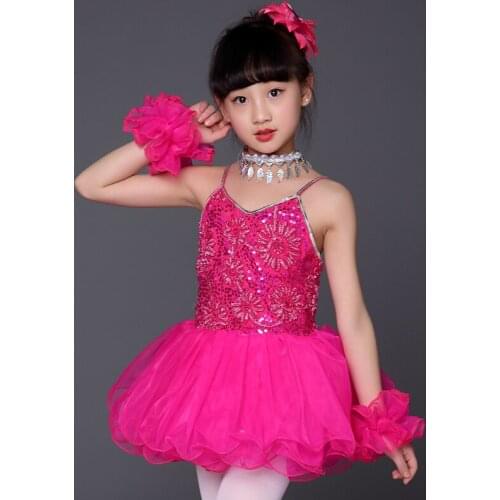 2019 New Dance Costume Childern Jazzy Dance Wear Girls Performance Clothing Sequins Hip Hop Dance Dress Children Stage Wear