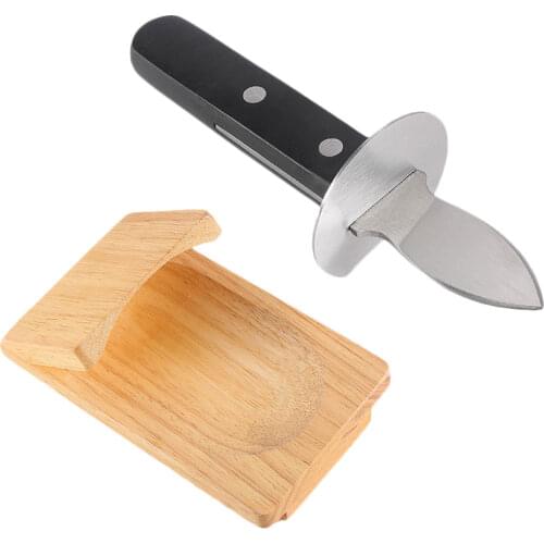 2pcs Stainless Steel Oyster Knife Wooden Handguards Shell Oyster Opening Tool Oyster Cutter Seafood Shell Shucking Opener