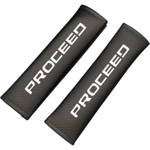 2pcs PU Carbon fiber texture Car Seat belt shoulder Pads for Kia Proceed Car Accessories