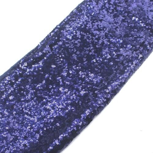 Sequined Lace Fabrics For Dress NavyBlue Allover Embroidered Fabric 3mm Size Sequins Table Cloth 132cm
