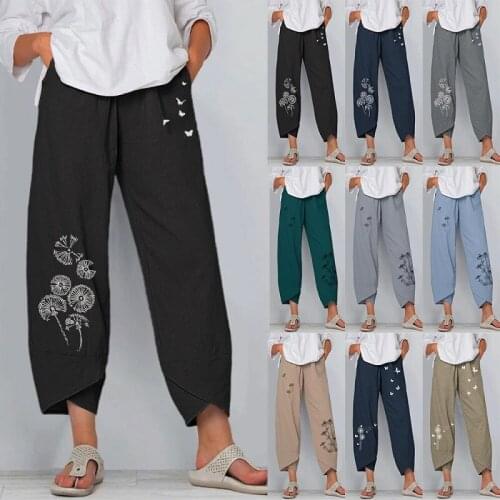 Plus Size Woman Girls Loose Butterfly Print High Waist Casuap Pant Trouser Clothes