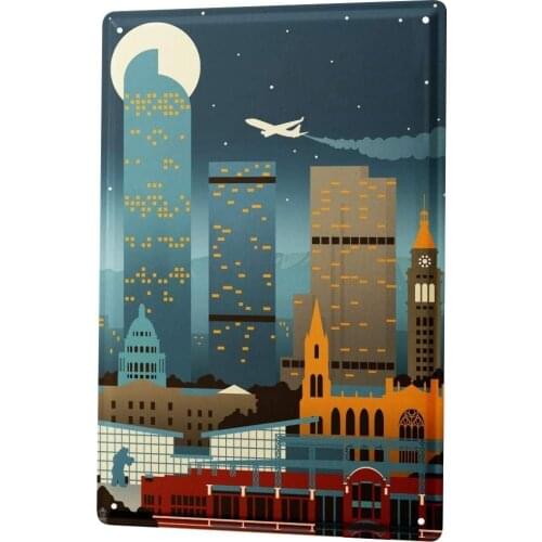 SINCE 2004 Tin Sign Metal Plate Decorative Sign Home Decor Plaques Wanderlust City Skyline