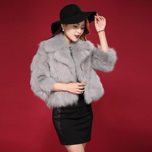 Fox fur coat female new winter Haining lapel stand collar slim Korean version of fur coat three-quarter sleeves