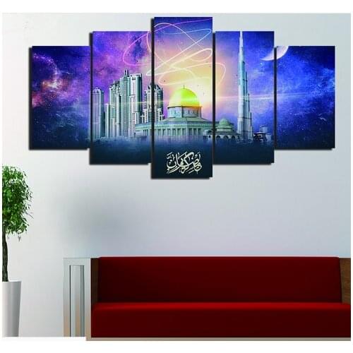 Modern Canvas Painting HD Printed Wall Art Frame Modular Pictures 5 Pieces Abstract Guitar Music Poster Living Room Decor