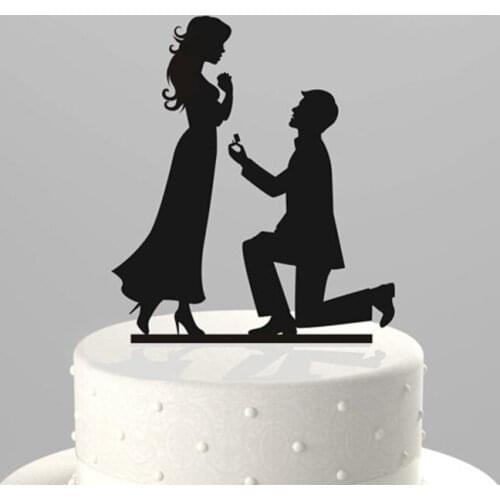 Wedding Cake Topper Silhouette Proposal acrylic cake topper