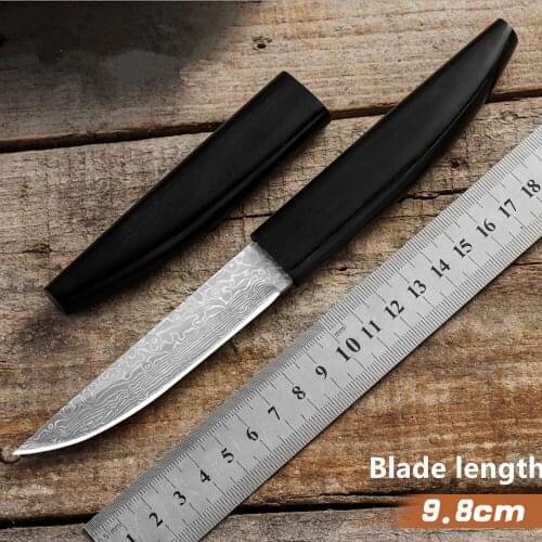Ebony 5cr13Mov tactical knife, Japanese Damask steel pattern light outdoor hunting defensive straight knife (samurai sword )