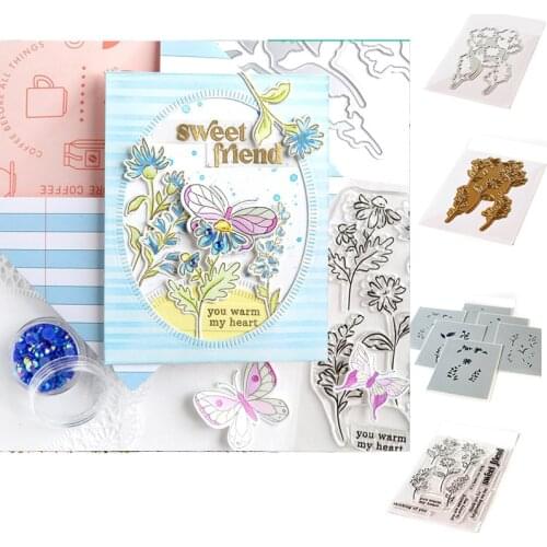 Warm Sweet Friend Flowers Metal Cutting Dies Stamps Stencil Hot Foil Scrapbooking decorate Embossing Diy Greeting Card 2021 New