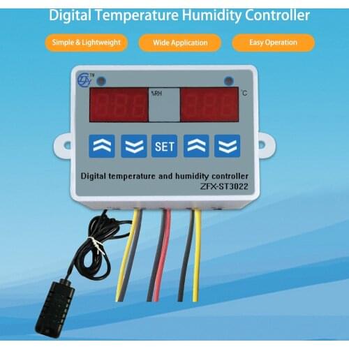 ZFX-ST3022 Temperature Humidity Controller Digital Dual Display Thermostat Humidistat Controller for Freezer Good Readability
