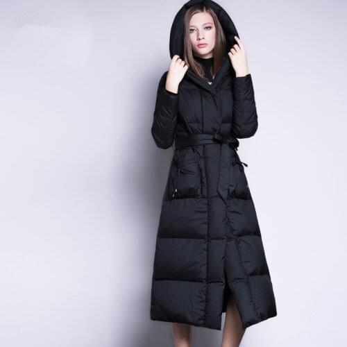 Jacket Winter Women White Duck Down Coat Female Jackets Long Parka Ladies Outerwear Hooded manteau femme hiver WYQ821 s