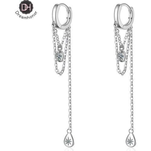 Dreamhonor New Arrival Fashion Zirconia Long Tassel Drop Earrings Korean Joker Sweet Lovely Elegant Women Earrings Jewelry