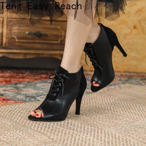 Womens fashion summer boots Open Toe Comfortable high heel sandals Lace-Up Casual high heel summer Ankle boots size 34-45