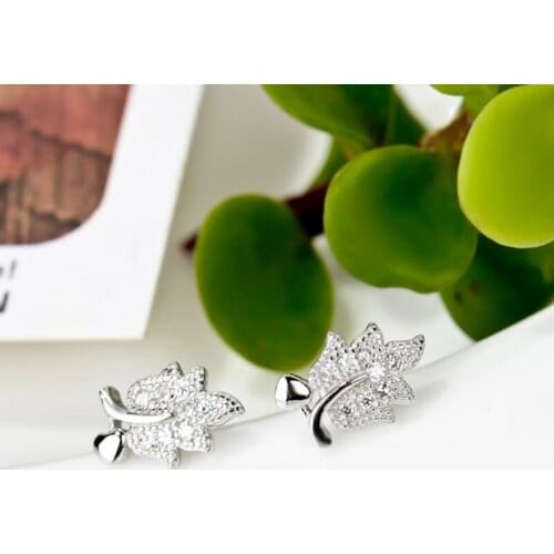 GNE0431 Hot Sale Genuine 925 Sterling Silver Stud Earrings Sweet Lovely Crystal Charming Earring, Fashion Jewelry For Women