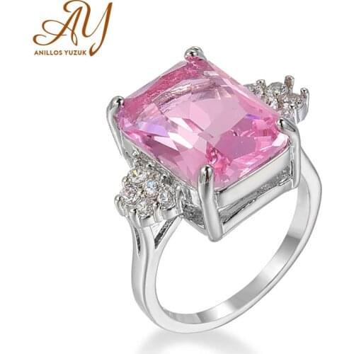 Anillos Yuzuk Genuine 925 Sterling Silver Women Wedding Engagement Rings With Big Pink Green Blue Topaz Female Fine Jewelry Gift