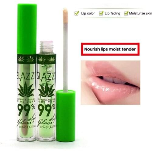 1 Pcs Aloe Changing Lip Gloss Moisturizing Nourishing Lip Balm Refreshing Non-Greasy Reduce Lip Wrinkles Lip Care Makeup TSLM1