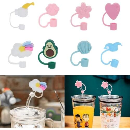 1PC Silicone Straw Plug Reusable Drinking Dust Cap Glass Cup Accessories Cartoon Plugs Tips Cover Kitchen Drinkware Clean