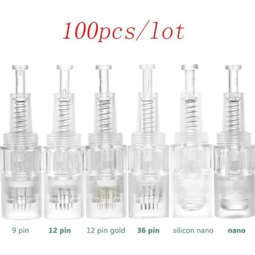 100pcs Screw Cartridge Replacement Round Nano cartridge needling Micro tiny needle 9/12/36 pin for bb cream machine bb pen