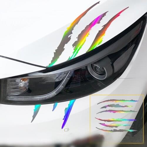 2 pcs Car Sticker Hood Reflective Or matte Monster Claw Cover scratches Stripe Marks Headlight eyebrow Decal Motorcycles Sticker
