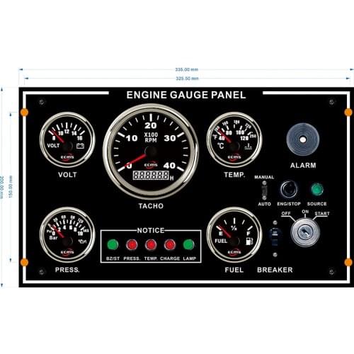200*220mm 8-32V 4K RPM Marine Gauge Panel Boat Instrument Panel Boat Dashboards