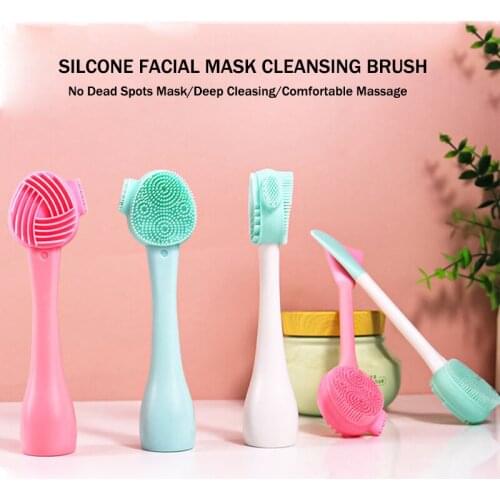 3 in 1 Soft Face Cleansing Brush Silicone Applying Mask Brush Deep Cleaning Pores Makeup Removal Facial Wash Brush Massage Skin