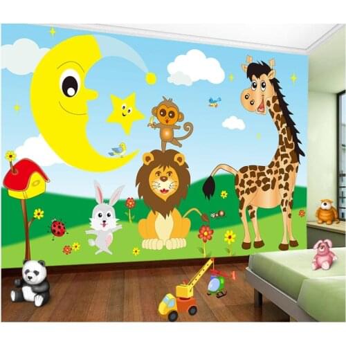 WDBH 3d wallpaper custom photo Cartoon children room prairie lion giraffe monkey background home decor wallpaper for walls 3 d