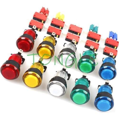 50pcs Good Quality Transparency Illuminated LED Push Button With Microswitches For Arcade Game Cabinet Accessories Machine Parts