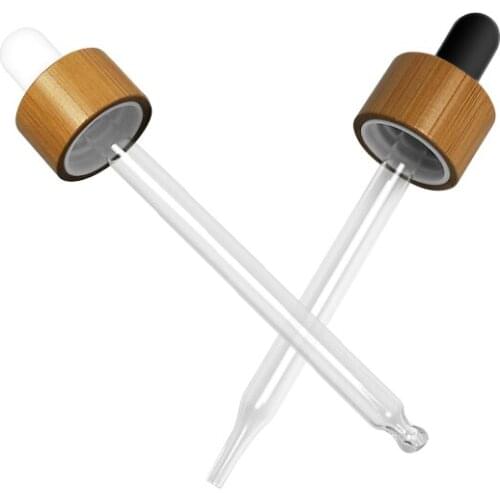 500 *18MM 18/410 Aluminum screw cap white black bulb glass pipette Dropper accessories for 5ml-100ml bottles bamboo dropper lids