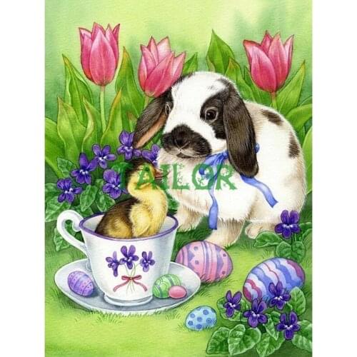 5D diamond painting Home Decor Gift haft diamentowy kit set Full square Cross stitch Cuadros tools animal Mosaic art rabbit 100