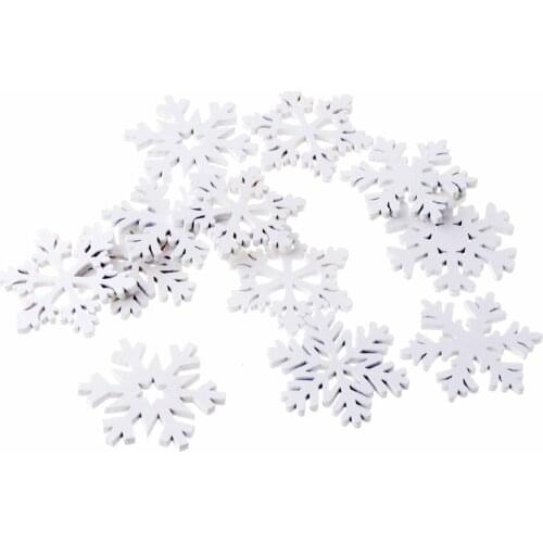 Best Quality 50Pcs White Snowflake Flatback Wood Craft Decoration Promotions Scrapbooking Embellishments Mixed Styles Pendants