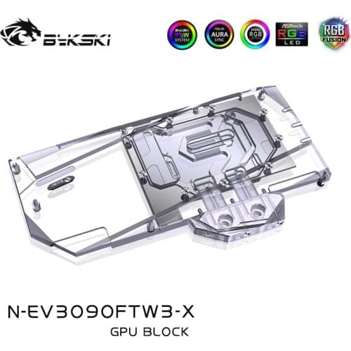 Bykski GPU Water Block for EVGA RTX 3090/3080 FTW3 ULTRA GAMING, with Watercooler backplate, N-EV3090FTW3-X gpu cooler