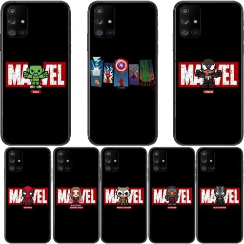 Black Marvel Phone Case Hull For Samsung Galaxy A50 A51 A20 A71 A70 A40 A30 A31 A80 E 5G S Black Shell Art Cell Cove
