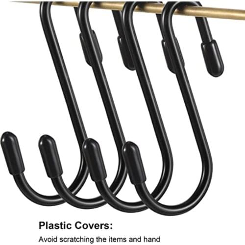 Black S Shaped Metal Hooks Hanging Heavy Duty Hooks Hanger For Kitchen Bathroom Bedroom Office Pan Coat Bag Plants