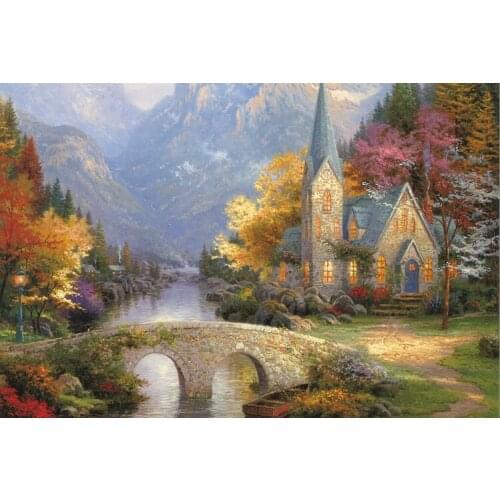 Fishing village The wooden puzzle 1000 pieces ersion jigsaw puzzle white card adult childrens educational toys