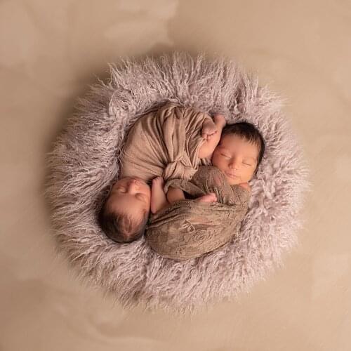 Soft Baby Round Blanket Long Pile Faux Fur Photography Prop Newborn Photo Shoot Background Basket Filler Fotografia Accessories