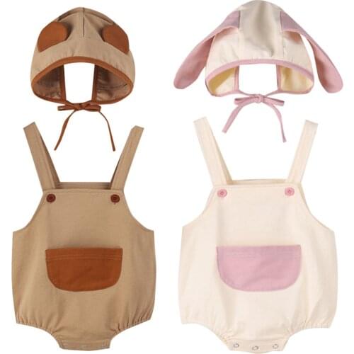 Breathable Baby Girls Clothes Boys Romper Sweet Style Infant Summer Creative Pocket Sleeveless Suspender Jumpsuit Clothing Set