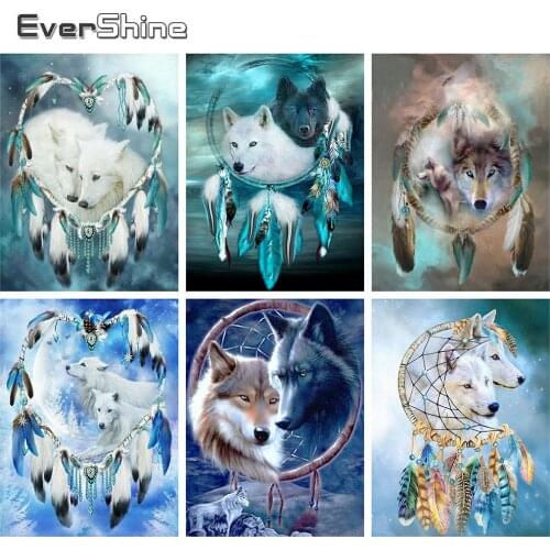 Evershine 5D DIY Diamond Painting Wolf Full Square Rhinestone Embroidery Animals Cross Stitch Mosaic Diamond Art Kit