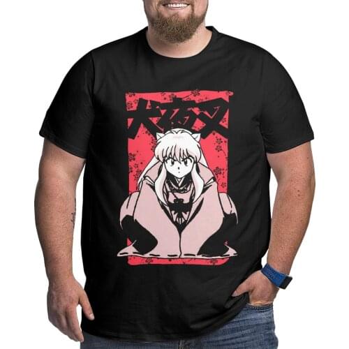 Feudal Demon Inuyasha T-Shirt for Men Anime Big Tall Tees Short Sleeve T Shirts Plus Size Big Size Large 4XL 5XL 6XL Tops