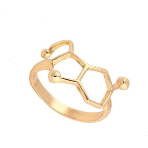 2016 New Arrival Ring Cute Serotonin Molecule Ring Chemistry Jewelry Neurotransmitter Science Jewelry Rings for Women JZ158