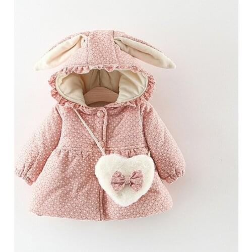 Baby Girl Jacket Coat Clothes Floral Hooded Cotton-padded Jacket Outerwear 1 Year Baby Birthday Clothing Girls Outfits Coat
