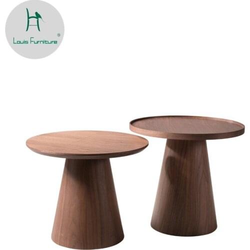 Louis Fashion Furniture Modern Simple Personality Creative Walnut Combination Corner Tray Bedroom Mini Tea Table